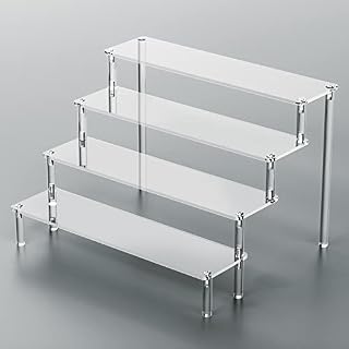 Coolzon Acrylic Dispaly Stand 4Tier,Clear Acrylic Display Riser Stands,Clear Acrylic Display Stand For Perfume Stand Organiser,Action Figures Holder,Collections,Pop Figures,Cupcake,Perfume,Nail Polish