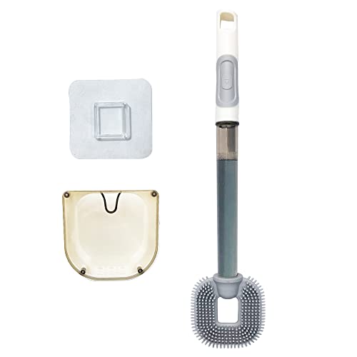 Scgfpoe Silicone Toilet Brush,Refillable Liquid Dispenser With Container For Bathroom,Wall Mount Brush Set With Non-Slip Handle(White) #TOP7
