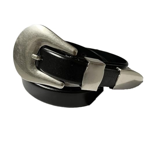 Pohullan Unisex Retro Matte Leather Belt Metal Needle Buckle Handmade Belt Casual Belts