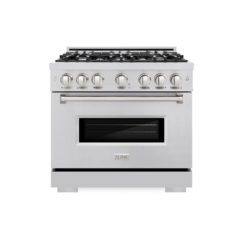 ZLINE 36 in. 5.2 cu. ft. Classic Dual Fuel Range with 6 Burner Gas Cooktop and Electric Convection Oven in Stainless Steel (CDR36)