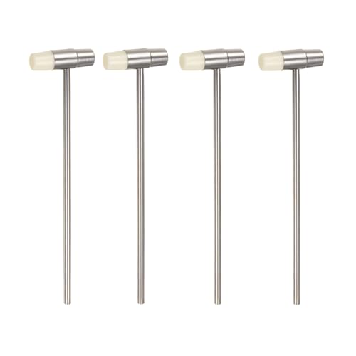 sourcing map 4pcs Double Face Small Plastic Metal Hammer 7 Round Dual Head Multifunctional Mallet with Soft/Hard Tips for Jewelry Watch Handcraft, White