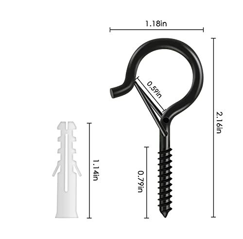 Soar On Wings 30 Pack Hooks For Outdoor String Lights，Screw Hooks For Hanging Plants Led Party Lights Garage Wind Chimes, Black Heavy Duty Q Hanger Ceiling Cup Hooks With Safety Buckle And Box #TOP3