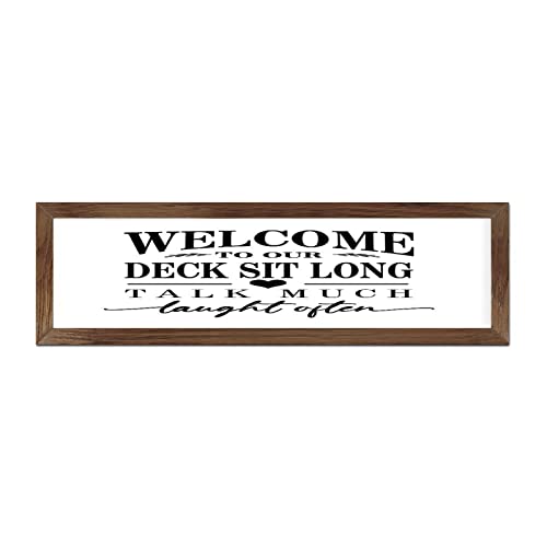 Panneau en bois brûlé Welcome to Our Deck 15x50 cm pour salon