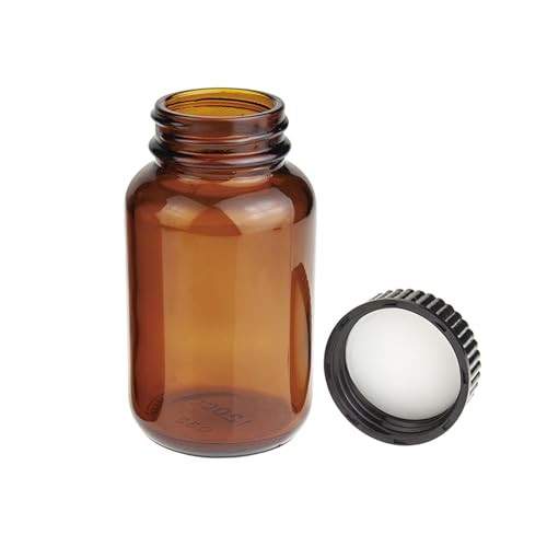 PEKYBIO Wide Mouth Packer Bottle, Amber Glass, 120 ML (4 OZ) Capa...
