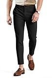 GINGTTO Men's Golf Dress Pants Slim Fit Stretch Tapered Skinny Chino Trousers for Men Fashion Work Pant Black 32