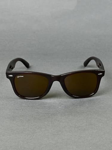 Image of GYNK Unisex Wayfarer Sunglasses UV400 Protection Anti Glare Toughened Glass Lens Classic Stylish Frame Lightweight Durable Eyewear for Driving Outdoor Fashion Use