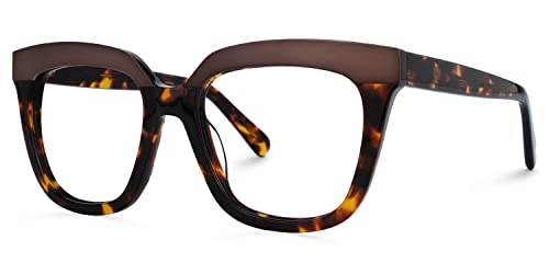 Image of Zeelool Oversize Square Blue Light Blocking Glasses for Women men Milledge ZWA814760-02 Tortoise