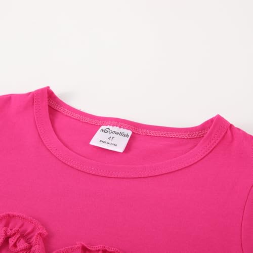 Image of Noomelfish Girls Ruffle Heart T-Shirts Cute Long Sleeve Tee Tops (4-12 Years)