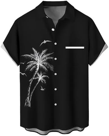 STANFVMEN Hawaiian Shirt for Men Tropical Loose Fit Shirt Short