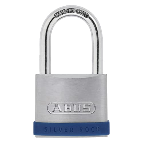 ABUS Vorhängeschloss Silver Rock 5/40HB63 gl.-6404 - gleichschließend und mit hohem Bügel - aus massivem Zink - Kellerschloss u. v. m - ABUS-Sicherheitslevel 5 - Blau/Silber