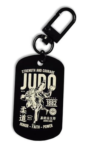 Judo Courage - Llavero de artes marciales, mosquetón, llavero, etiqueta