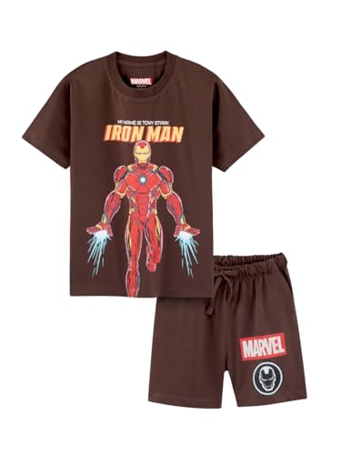 Image of Nap Chief Kids Cotton Official Marvel Superhero's Printed Co ord Sets for Boys & Girls, T Shirt and Shorts for Casual Wear