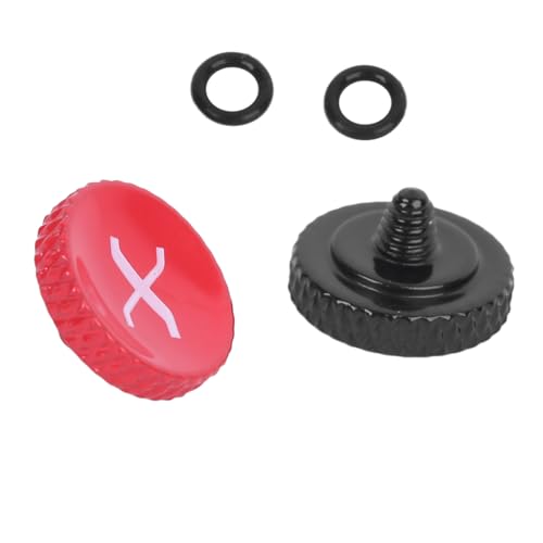 Camera Shutter Tip, All Metal Black Red Paint Spraying Treatment Camera Shutter Release Tip Screw for X Series Cameras with Rubber Ring