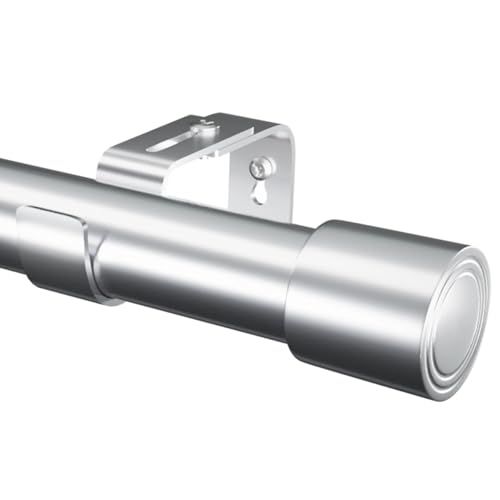 Tringle Rideau Tringle à Rideaux Argente Tringle a Rideaux Réglable Avec Embout Cylindrique 25 Mm De Diamètre Pour Chambre à Coucher Salon Cuisine Argent...