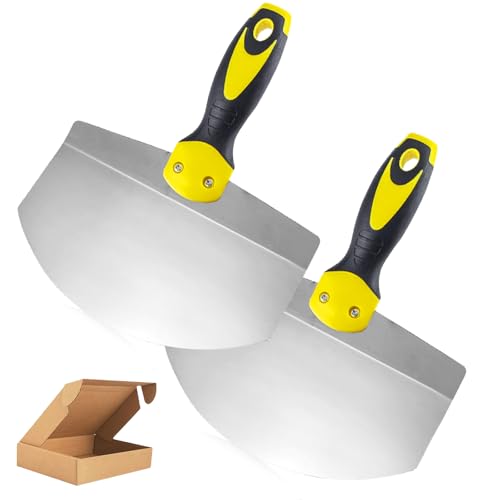 Lot de 2 spatules professionnelles avec lame en acier de 175 mm de large pour enlever le papier peint et gratter les murs