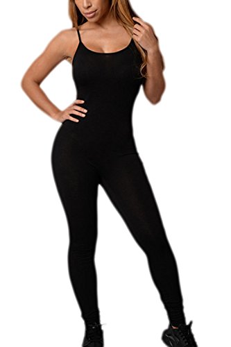 Femme Élastique Slip serré Yoga Jumpsuits Combi Vetement de Sport Noir M Cover
