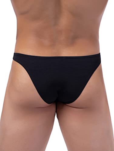 Ikingsky Men's Cheeky Bikini Underwear Sexy Mid Coverage Back Briefs Stretch Striped Under Panties For Men (Medium, 6 Pack) #TOP3