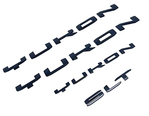 Image of Set Door Rear SLT Yukon Emblems Letters 3D Badge Replacement for 2021-2023 GMC Yukon Yukon XL New Glossy Black