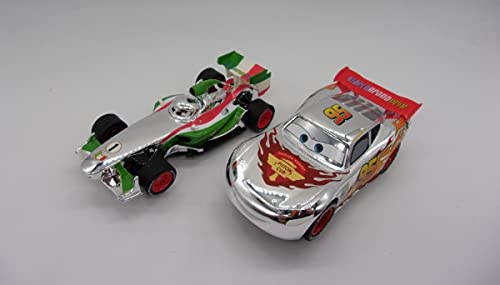 Carrera GO!!!Greenhills Silver Lightning McQueen & Francisco Bernoulli Piston Cup Pair 1.43 Scale - NEW - 22641 **