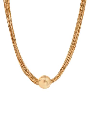Image of Yellow Chimes Choker Necklace for Women | Fashion Gold Plated Chain Necklace | Multilayered Ball Chains Necklace for Girls | Glam Chains | Statement Necklace | Birthday Anniversary Gift for Women Wife