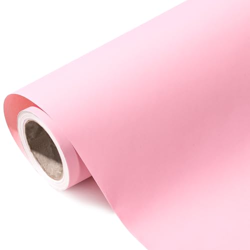 WRAPAHOLIC Kraft Pink Wrapping Paper Roll - Mini Roll - 17 Inch x 33 Feet - Solid Color Wrapping Paper Perfect for Girls Birthday, Wedding, Baby Shower, Bridal Shower