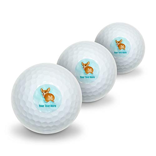 GRAPHICS & MORE Personalized Custom Corgi Butt 1 Line Novelty Golf Balls 3 Pack