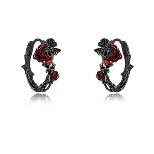 Gothic style personality red rose earrings Fashion punk style black earrings exquisite ladies accessories
