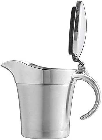 Milk Frother Cup Milk jug decor Stainless Steel Gravy Boats Sauce Boat Jar 450Ml with Lid Double Wall Thermal Insulation mini Milk jug (Size : 450ml) (Size : 2)
