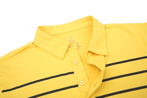 Alex Vando Mens Golf Shirt Moisture Wicking Quick-Dry Short Sleeve Polo,Yellow Stripe 87,S by Alex Vando - Used condition - Image 2