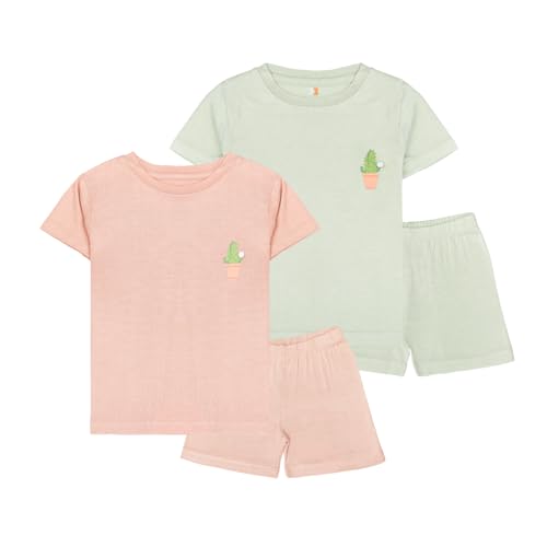 Kolorkode Baby Boys & Baby girls Cotton Solid Round Neck Half Sleeve T-shirt & Short Summer Clothing Sets & Co-ord Set (Green/Coral, 2-3 Years)