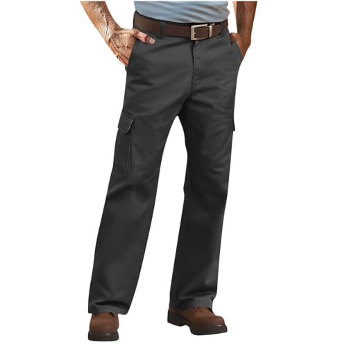 Cargo Pants for Men Straight Wide Leg Work Pant with Multi Pockets Fall Casual Solid Color Outdoor Hiking Trousers3