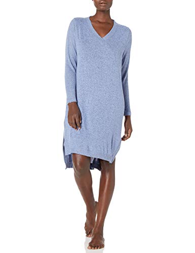 Karen Neuburger Women's Plus Size Long Sleeve Nightshirt Nightgown Pajama Dress Pj, Solid Powder Blue Heather, 2X
