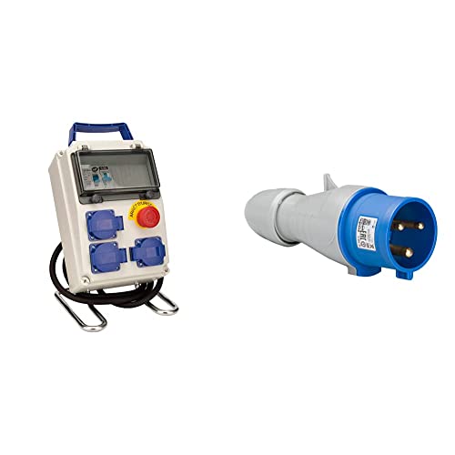 Zenitech-Coffret 8 modules de chantier IP54 équipé avec accessoires - Zenitech & Legrand, Fiche CEE 32 A, bleu 3 broches (2P+PE), 6 h (230 V/32 A), indice de protection IP44, IK09, 090107.