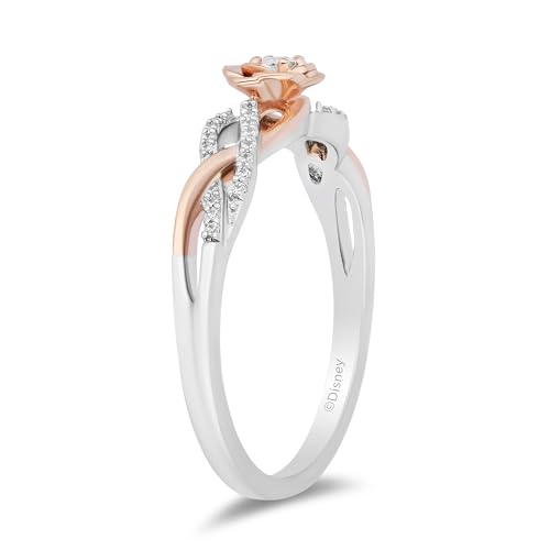 Jewelili Enchanted Disney Fine Jewelry Belle Ring for Women | 14K Rose Gold over Sterling Silver | 1/10 CTTW Natural White Round Diamonds | Disney Princess Jewelry Gifts for Her3