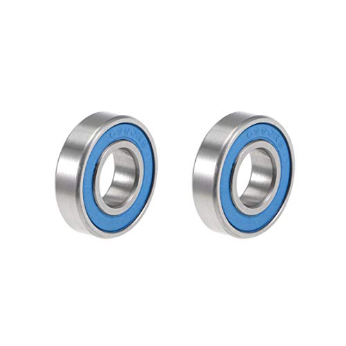 Sourcing Map Rodamientos De Bolas De Ranura Profunda 10 Mm X 22 Mm X 6 Mm Doble Sellado Cubierta Azul De Acero Cromado P6 (ABEC3) 2 Piezas