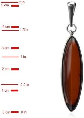 Sterling Silver Red Dark Amber Elongated Oval Pendant Stud Earrings Necklace Set Chain 18 Inches - Image 3
