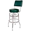 HomeStock Swivel Bar Stool - Modern Baroque Design, Chrome Finish, 30" Seat Height, Metal Seat Green