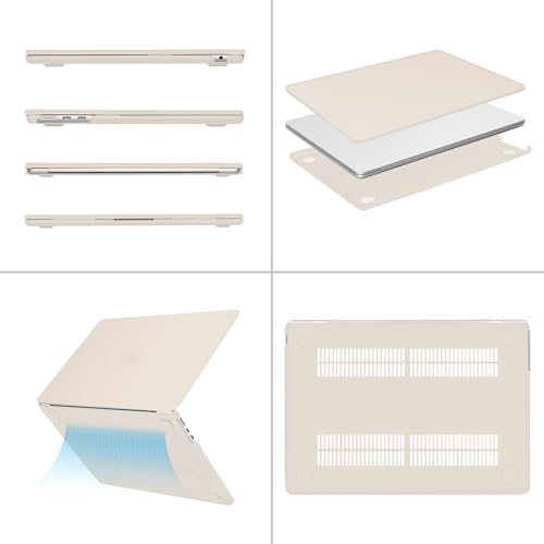 Image of MOSISO Compatible with MacBook Air 13 inch Case M5 2026 M4 2025 M3 M2 2024-2022 A3449 A3240 A3113 A2681, Hard Shell&Keyboard Cover&Screen Film&Type C for MacBook Air 13.6 inch Case, Beige