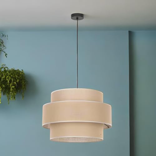 Image of AKWAY Jute Hanging Lamp | Boho Ceiling Lamp for Bedroom, Living Room | Natural Jute Pendant Light | Perfect for Living Room, Dining Room or Office Lighting - (12 inch D x 10 inch H) - Dhrish