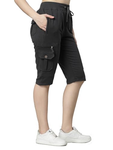 Image of UZARUS Womens Cargo Capri Shorts with 9 Pockets