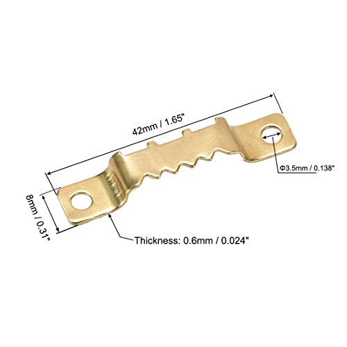 Image of uxcell Hangers, 42mm Double Hole with Screws for Picture Frame Hanging, 20 Pcs (Golden)