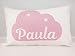 Cojín infantil personalizado 50x30 cm con el nombre, incluye relleno, para niño y niña con nube de color a escoger, regalos originales y únicos, ideal para decoración habitación bebé infantil