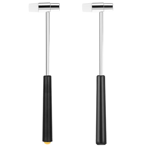 Mabor 2Pcs Dual Head Small Hammer, Lightweight Mini Hammer, 7.1 Inch Plastic & Metal Head Mallet Mini Jewelry Hammers for Crafts Watches Tuning Musical Instruments Supplies