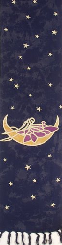 Scarf, Rayon Batik - Fairy, Moon and Stars, 10 by 62 Inches2