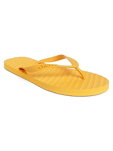Image of CHUPPS Banana Leaf Monocrome Yellow Drift Orthopedic Slippers | Soft Footpharma Footbed | Breathable Ventilation Holes | Lightweight Flip Flops | Anti-Skid Chappals for Everyday For Unisex