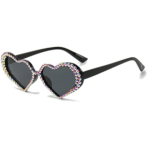 Sparkling Rhinestone Sunglasses Cute Heart Shaped Sunglasses for Women Colorful Crystal Diamond Sun Glasses3