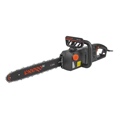 Dnipro-M Motosierra Eléctrica Profesional 2400W, Espada 40cm, Cadena 3/8' LP, 15 m/s, Arranque Suave, Tensor SDS Sin Herramientas, Freno Rápido 0,15 s. Tala y Corte de Troncos y Leña. DSE-24DS