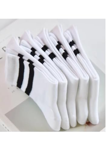 Image of Deeorla Womens Striped Crew Socks Brown Vintage Retro Athletic Socks 5 Pairs