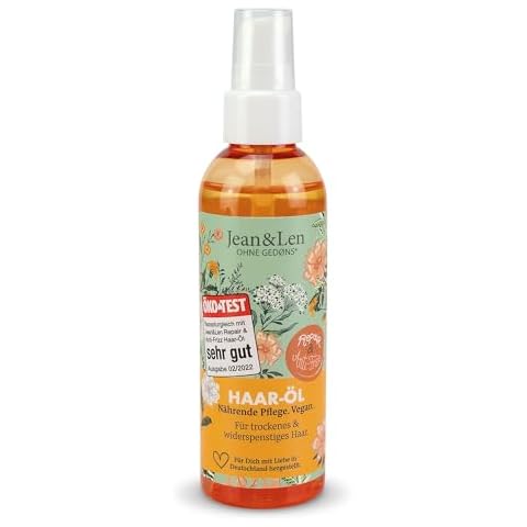 Jean & Len Repair & Anti-Frizz hair oil, for dry and unruly hair, pampers the hair at the ends, anti-frizz effect, without parabens & silicones, vegan, 3.38 Fl. Oz. Cover