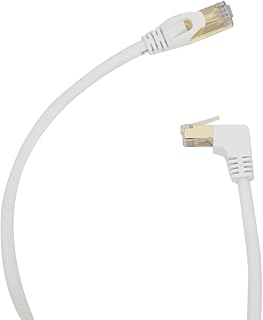 RHCXCYTJ Cat6 Ethernet Cable 90 Degree Downward Right Angle, Cat6 Right Angle Ethernet Cable for PC,Router,Modem,Printer,TV Box,24AWG FTP Cat6 Network Cable White (Downward Angle, 16FT)